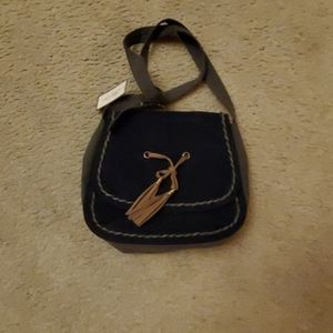 Ultrasuede Blue and gold handbag